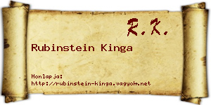 Rubinstein Kinga névjegykártya